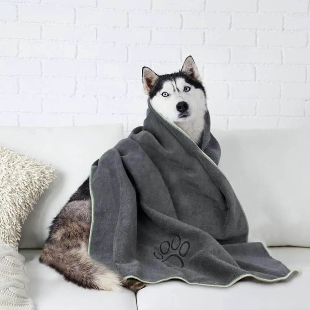 Super Absorbent Microfiber Pet Drying Towel for Dogs Cats, 30x50in, Gray