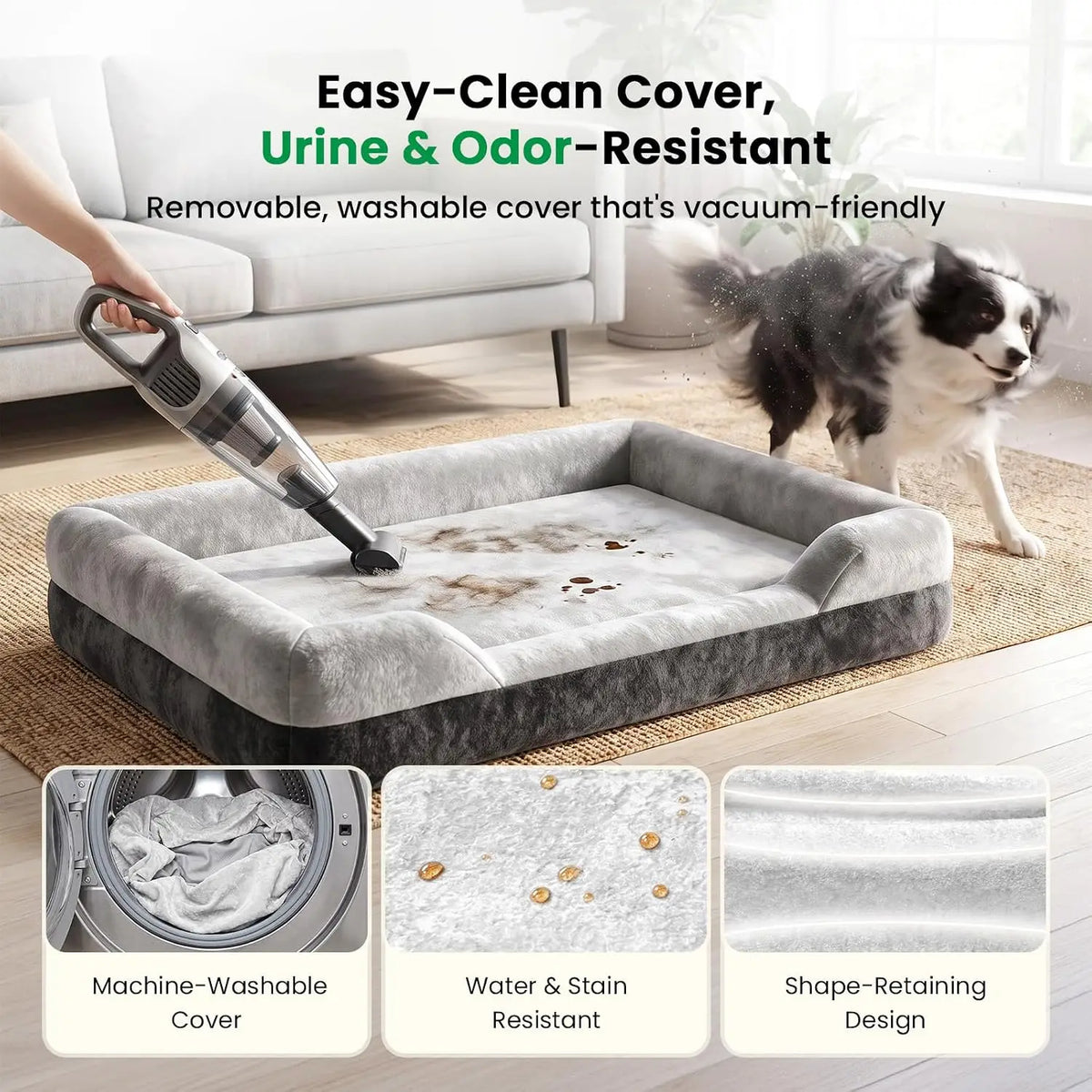 Extra Large Orthopedic Dog Bed for XL Dogs with Cooling Gel Solid Memory Foam, 2 Removable Washable Covers, 360° 7" Bolster Sides, Chew Resistant Waterproof Pet Sofa, Dog Crate Beds for Senior Dogs