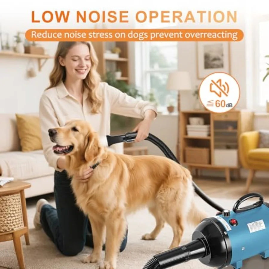 Dog Dryer for Pet GroomingHigh Velocity 4.3HP/3200W Dog Blower Force Dryer with Stepless Adjustable Speed Professional Pet Hair