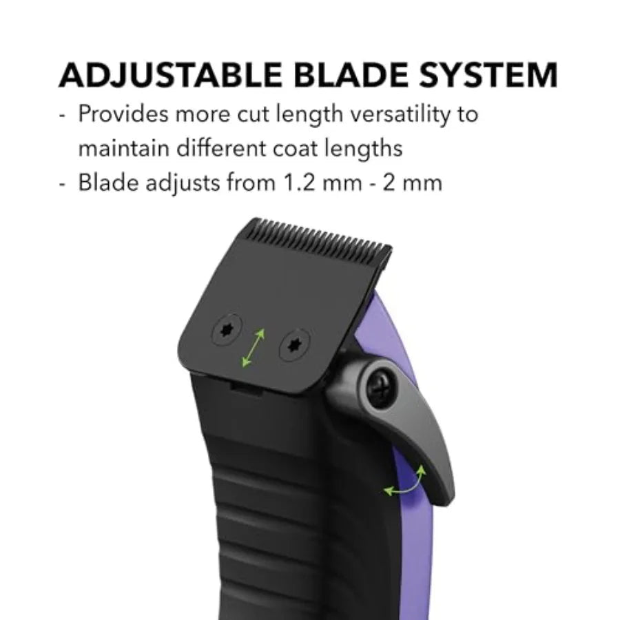 Cordless Dog Clipper 10-Piece Kit with Adjustable Blade Lithium-Ion Battery Purple Easy to Use and Portable
