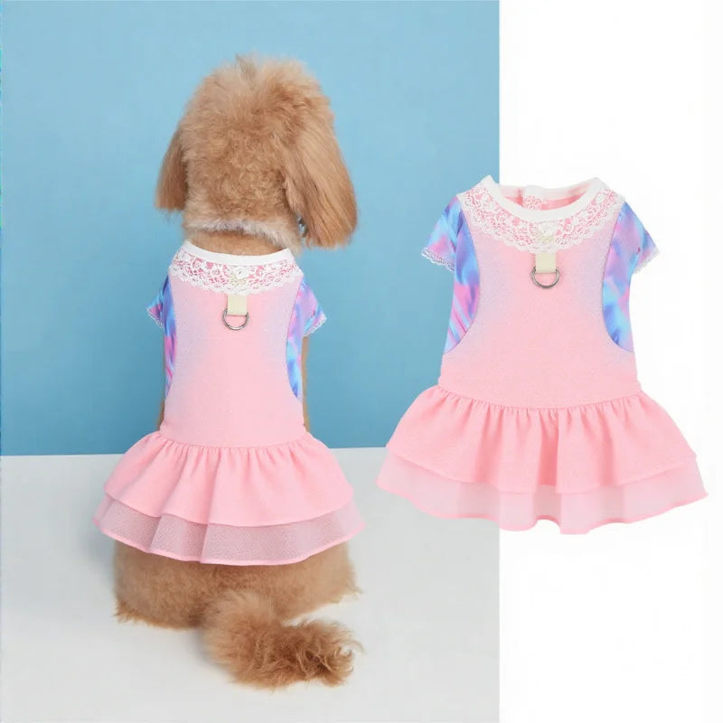 Summer Pet Dog Cooling Dress Ice Silk Breathable Quick Drying Small Dog Cat Skirt Summer Mesh Clothes for Puppy Chihuahua Kitten