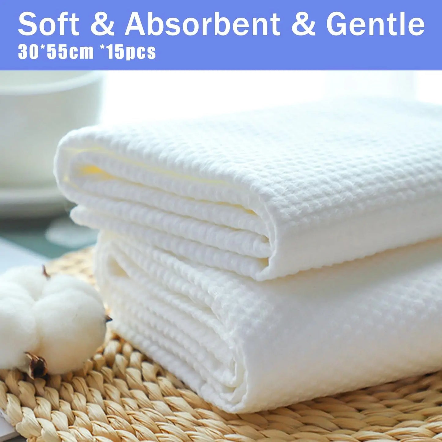 Disposable Pet Bath Towel, 15-Pack, 11.8x21.6in, Absorbent & Soft for Small Dogs, Puppies, Cats