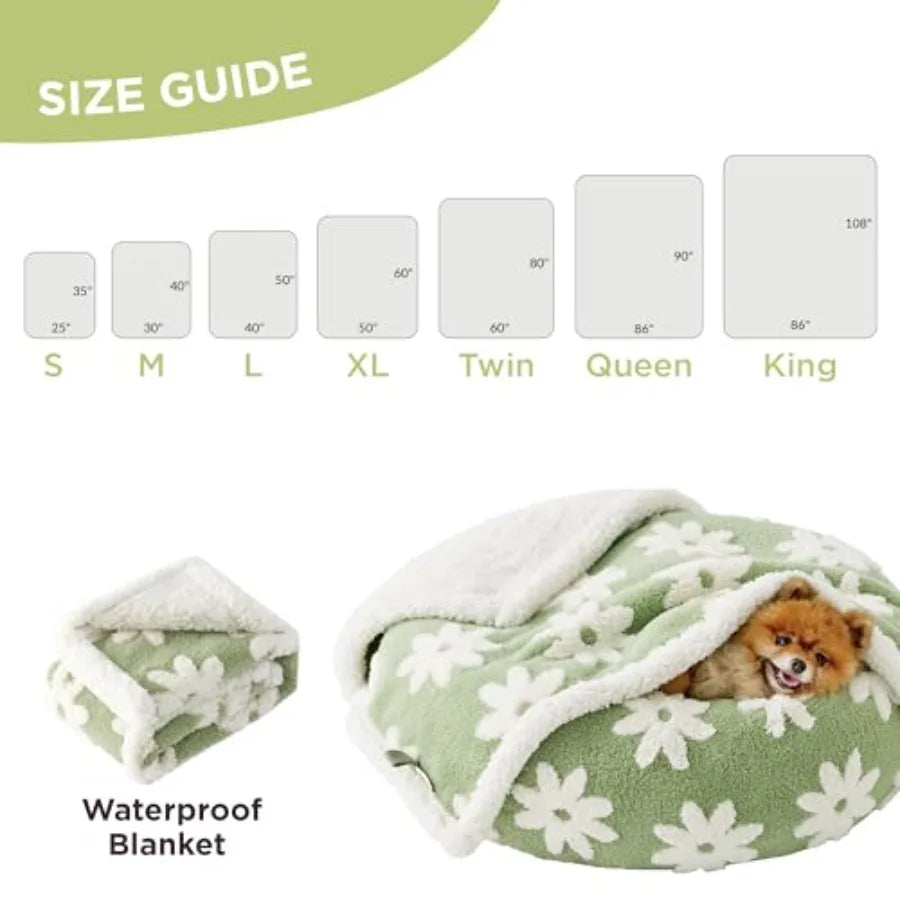 Waterproof Dog Blanket for Large Dogs - Washable Double Sided Dog Blankets with Warm Jacquard Shag and Soft Sherpa Fleece, Pet