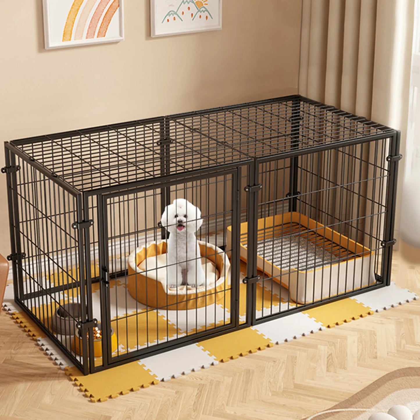 48 Inch Kennel Cage Easy Assemble Heavy Duty Wire Dog Crates with Door Dogs Cage Kennel Stackable for Puppy/Small Dog/Rabbit/Pig