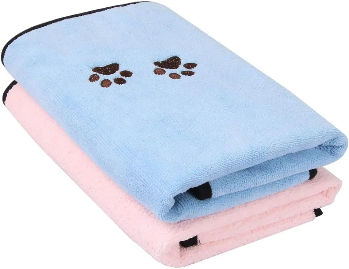Ultra Absorbent Microfiber Pet Drying Towel, 2-Pack, Fast Drying for Dogs & Cats