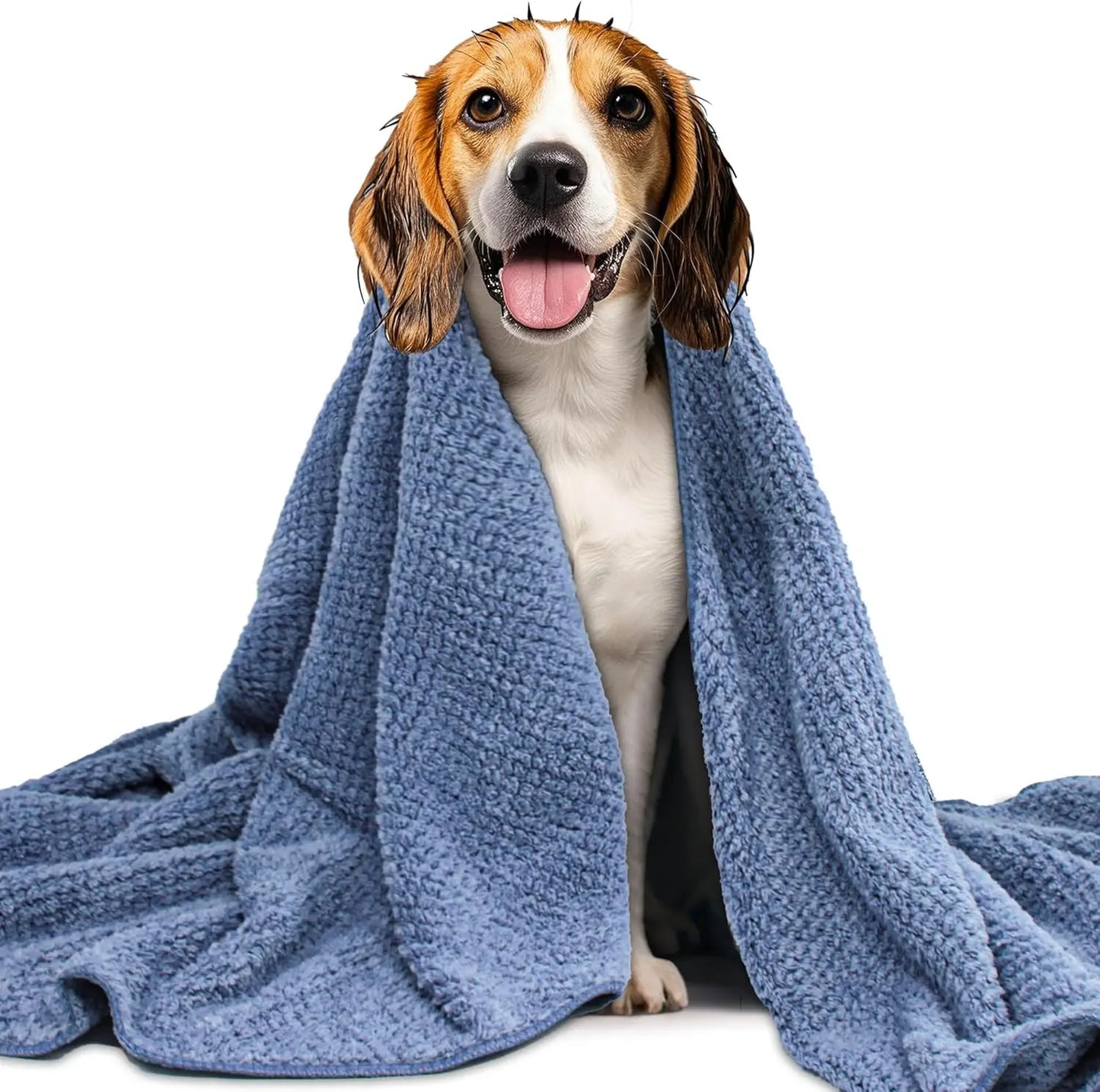 Super Absorbent Microfiber Dog Towel, 40x24 in, Quick-Drying Pet Bath Towel for Small & Large Dogs, Cats, Blue