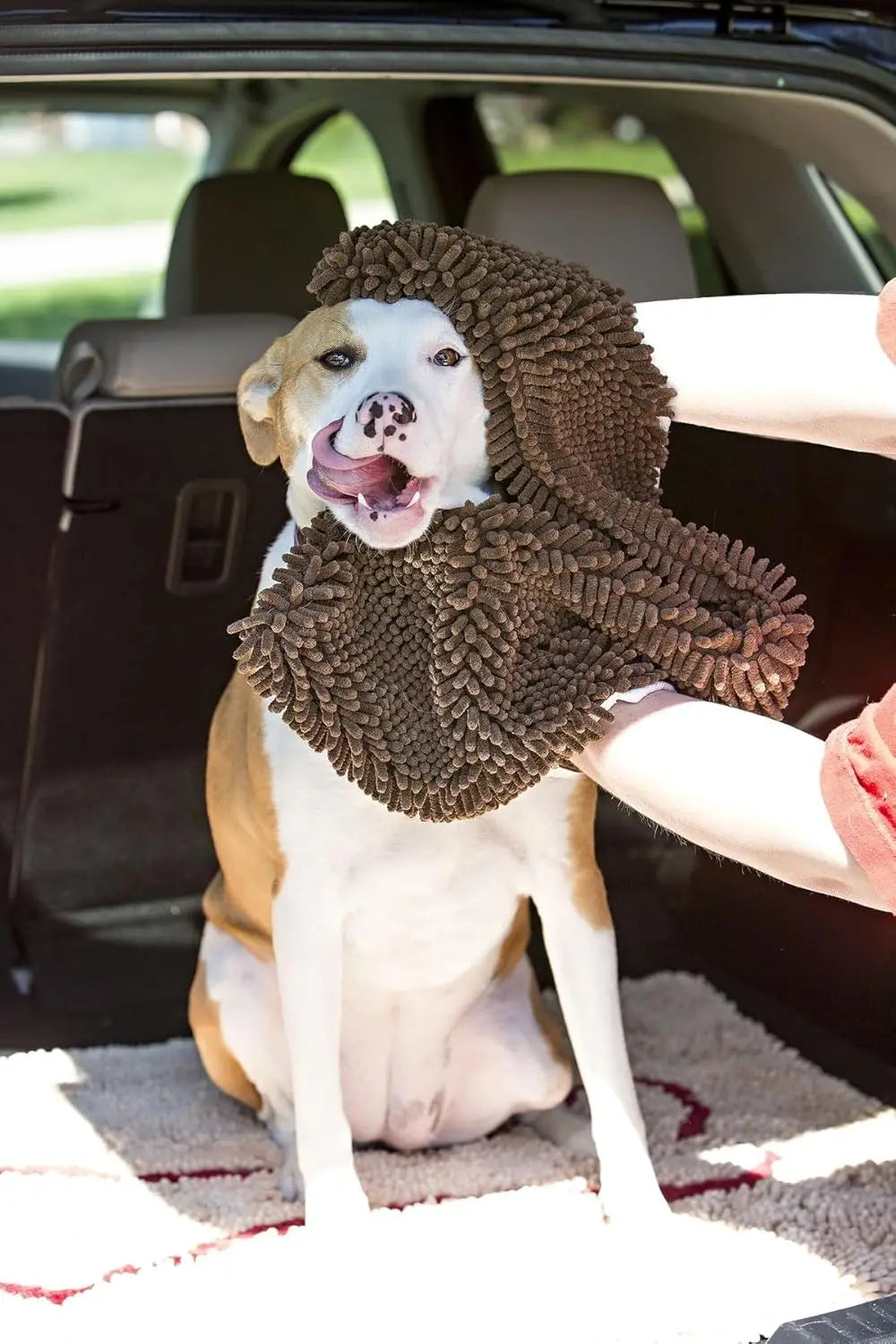 Ultra Absorbent Microfiber Chenille Dog Towel with Hand Pockets, Quick Drying, Machine Washable, 31" x 14"
