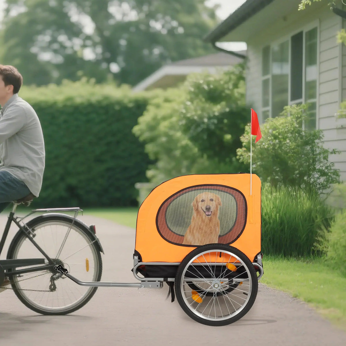 Dog Bike Trailer,88 lbs Pet Cart with Quick Release Wheels & Foldable Frame– Waterproof 600D Oxford Cover – Mesh Windows – Easy Assembly – for Small to Medium Pets