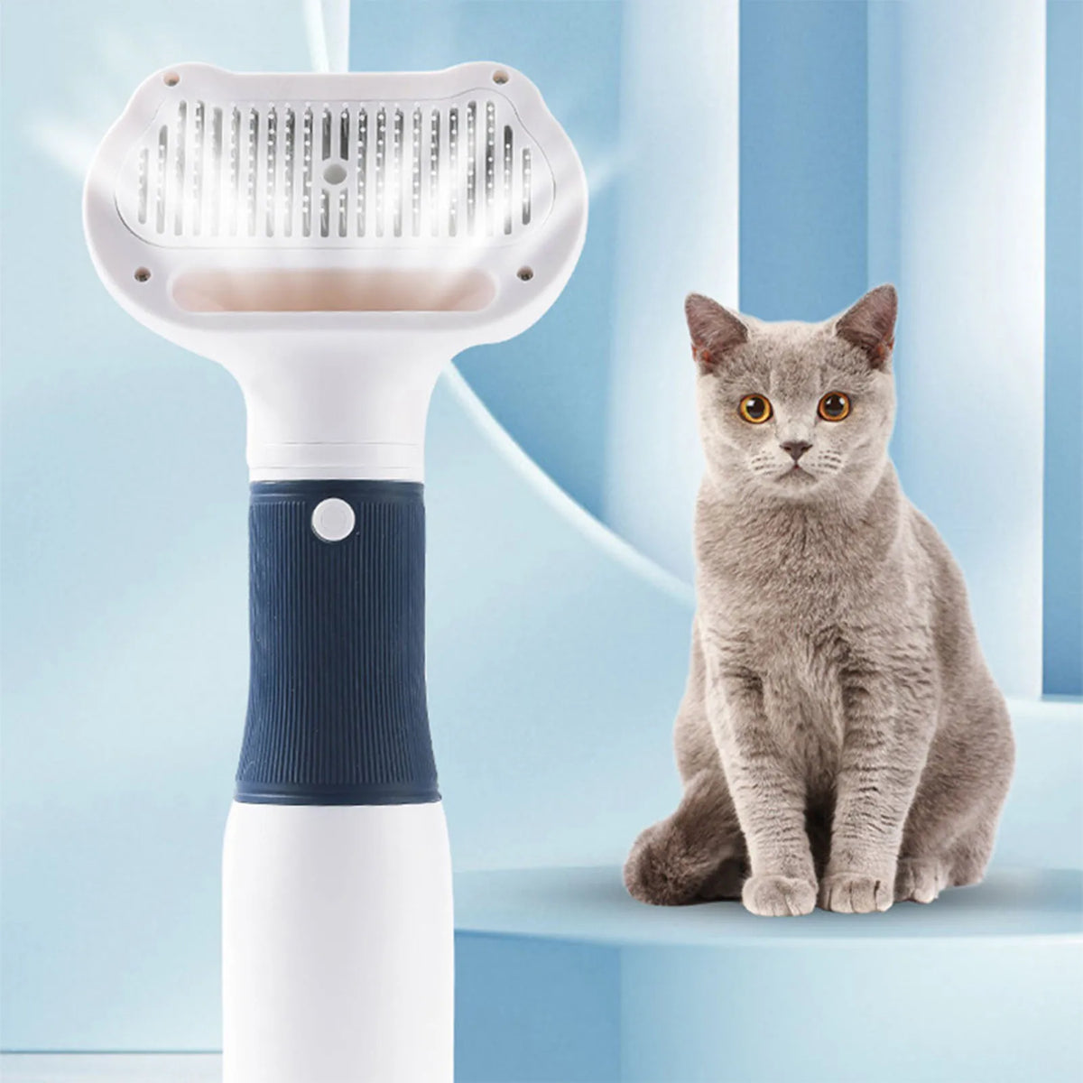 Cat Hair Dryer Pet Hair Dryer with Slicker Brush Low Noise 600W 3 Temperature Adjustable 3 in 1 Grooming Dog Blow Dryer for Cats