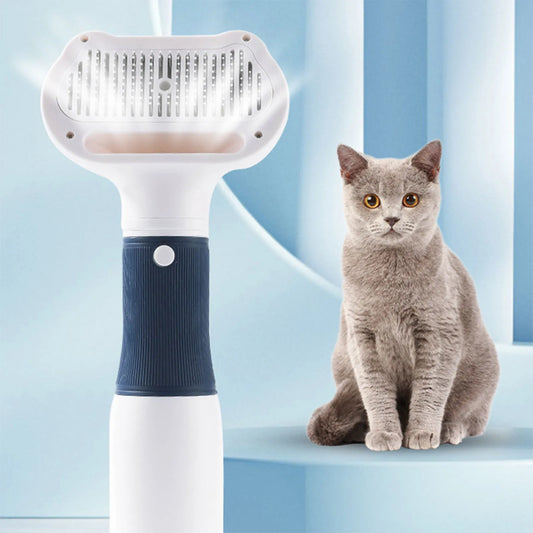 Cat Hair Dryer Pet Hair Dryer with Slicker Brush Low Noise 600W 3 Temperature Adjustable 3 in 1 Grooming Dog Blow Dryer for Cats