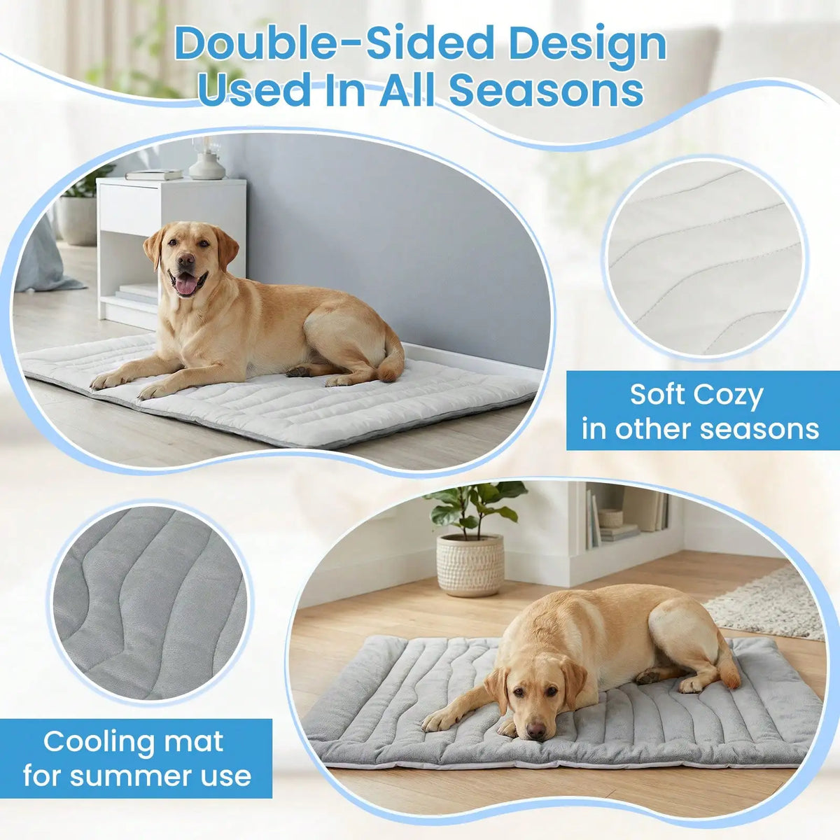 Non-Slip Washable Pet Cooling Mat Blanket, Portable Self-Cool Ice Pad for Dogs & Cats, Durable Extra Large Cooling Bed