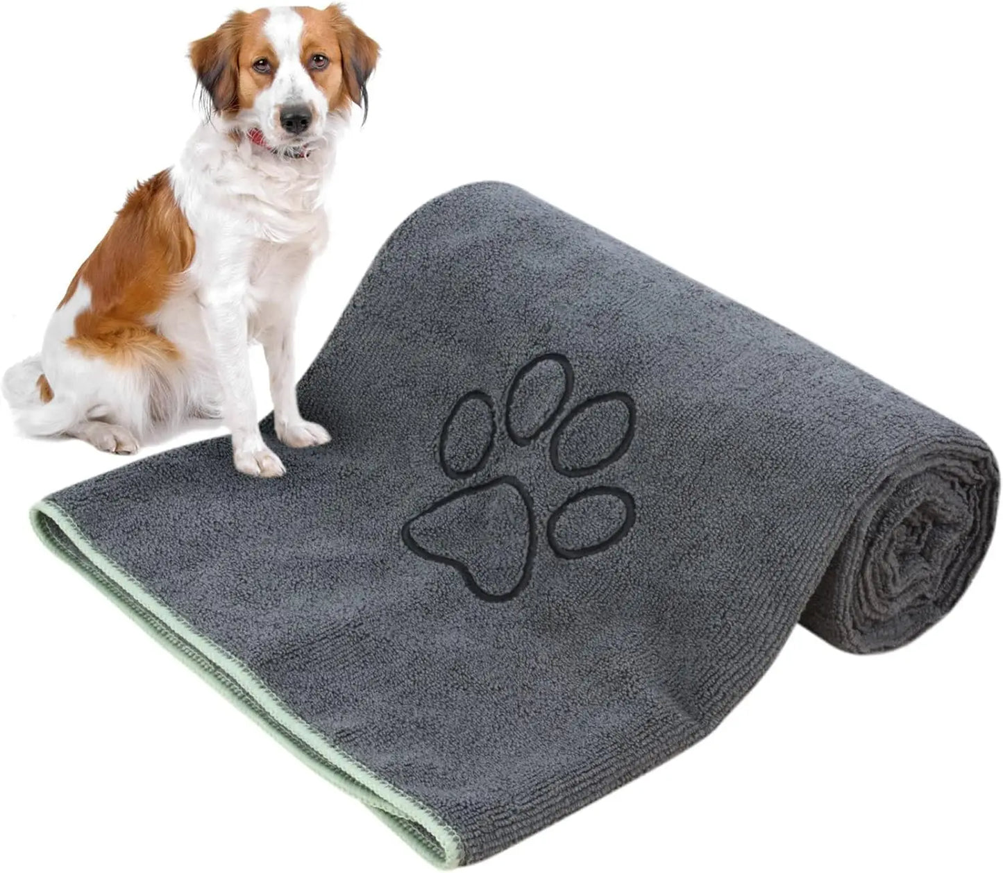 Super Absorbent Microfiber Pet Drying Towel for Dogs Cats, 30x50in, Gray