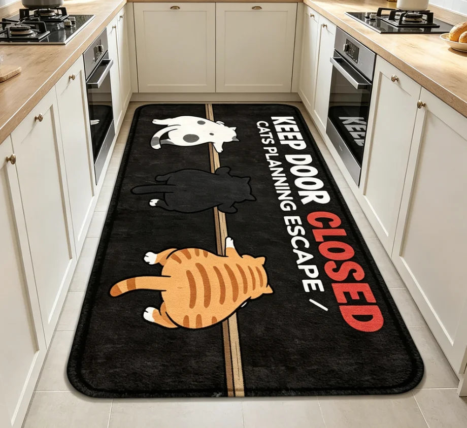 Cute Animal Wind Door Welcome Floor Mat, Bathroom Bathroom Universal Carpet, Wear-resistant, Flannel Easy To Clean Kitchen Rug, VIKAMA Carpet