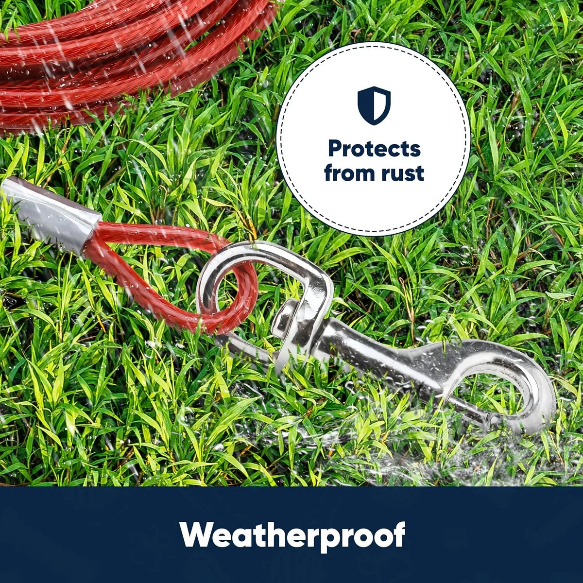 Dog Tie Out Cable 25 Feet- Heavy Duty Dog Lead Rust-Free with Quick ReleaseSwivel Clips & 360° RotatingClasp - Tangle-Free DogsRunner for Yard