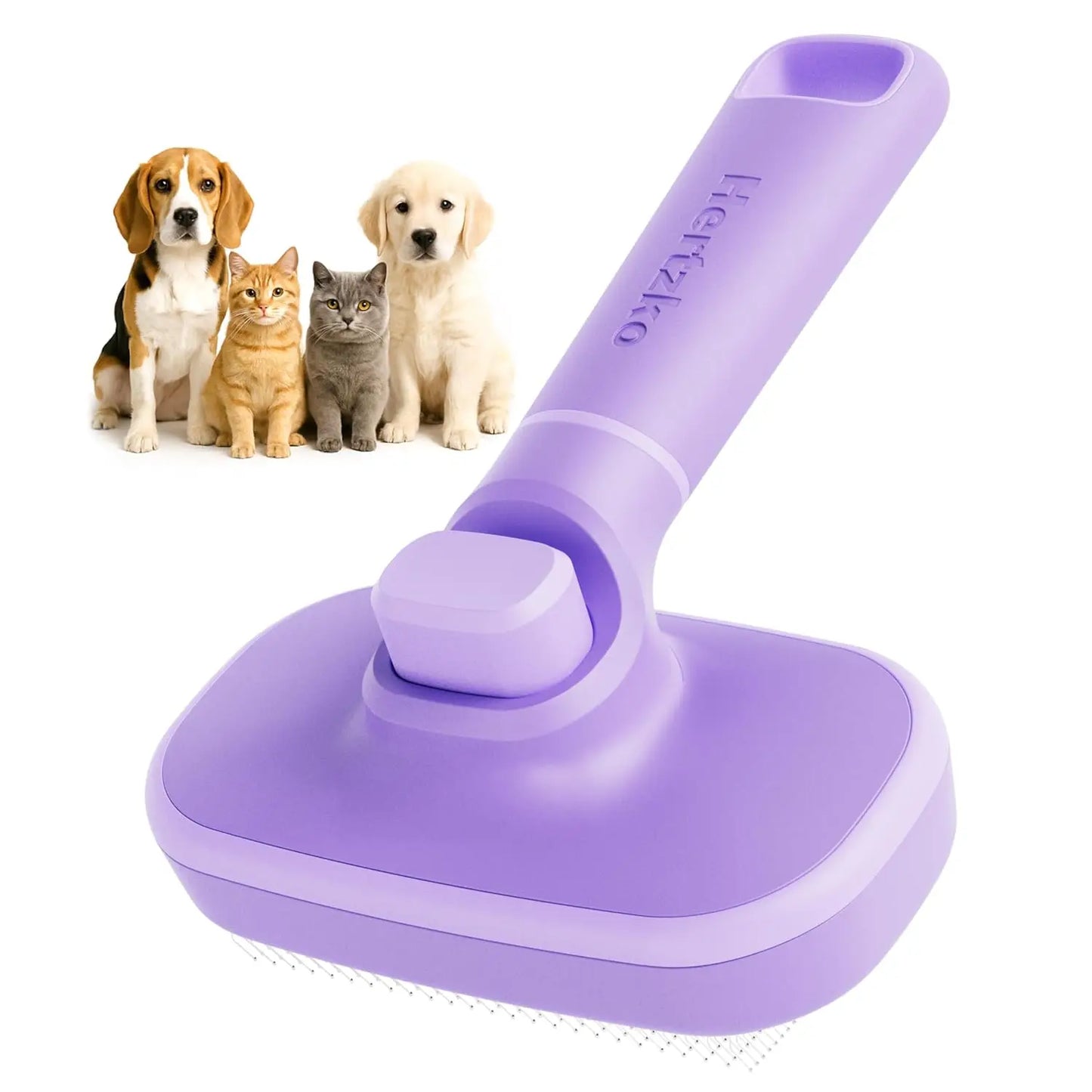 Self Cleaning Slicker Brush for Dogs and Cats - Pet Hair Brush for Shedding Long and Short Hair - Easy Clean Retractable Bristle
