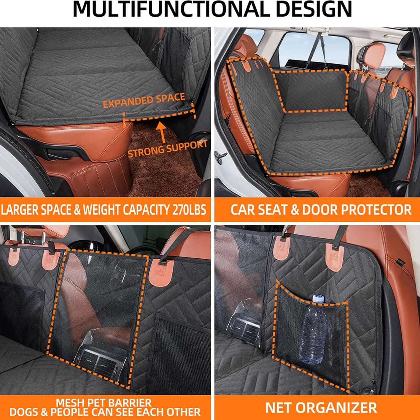 Dog Car Seat Cover 600D PVC Oxford Cloth Waterproofing Back Seat Covers Heavy Duty Scratch Proof Anti Slip Dog Car Hammock