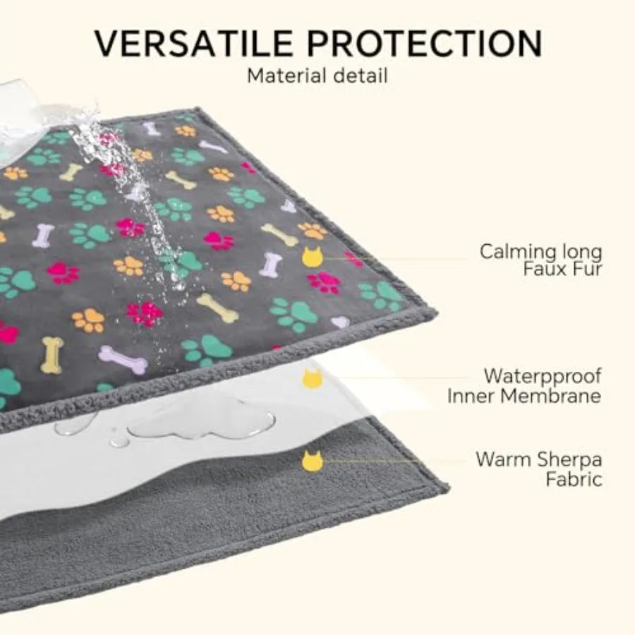 Waterproof Pet Blankets for Couch Sofa Bed Cover Cat Liquid Pee Proof Washable Soft Fluffy Large Dog Blanket Reversible Furnitu