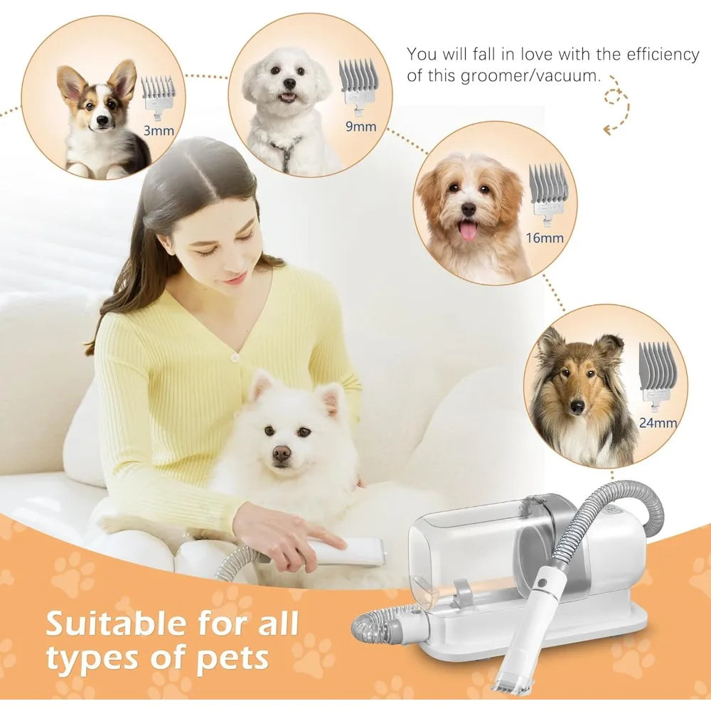 Dog Grooming Vacuum, Pet Grooming Vacuum Kit 2.3L Suction 99% Pet Hair with 5 Tools for Dog Cat for