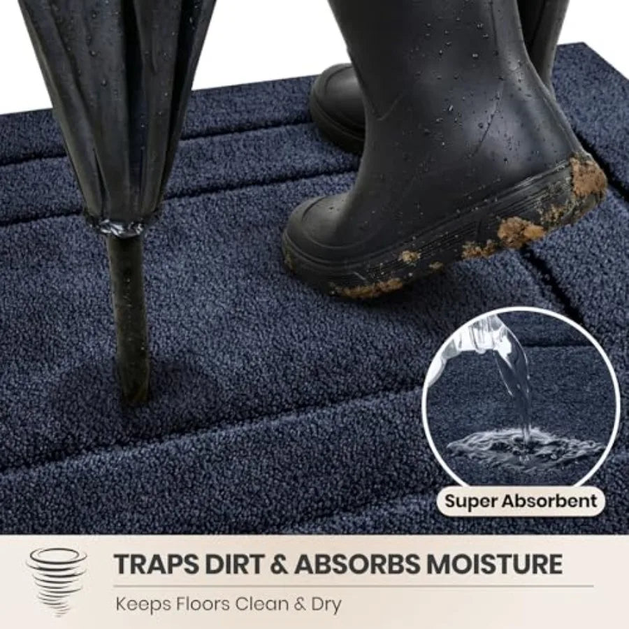 Dirt Trapping Door Mat, Non-Slip/Skid Machine Washable Entryway Rug, Dog Doormat, Super Absorbent Welcome Mat for Muddy Wet Sho