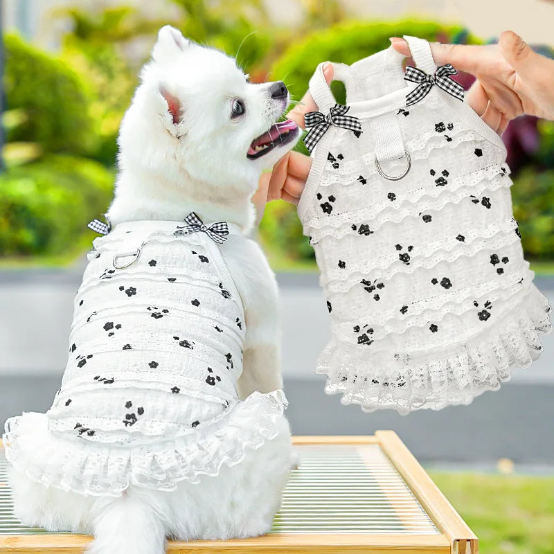 Pet Summer Dress Lace Lolita Cake Dress for Cats and Dogs, Small and Medium Dogs and Kittens, Millennial Style Frilly Skirt