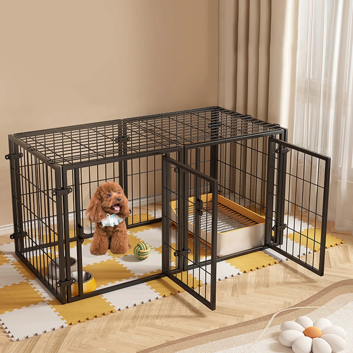 48 Inch Kennel Cage Easy Assemble Heavy Duty Wire Dog Crates with Door Dogs Cage Kennel Stackable for Puppy/Small Dog/Rabbit/Pig