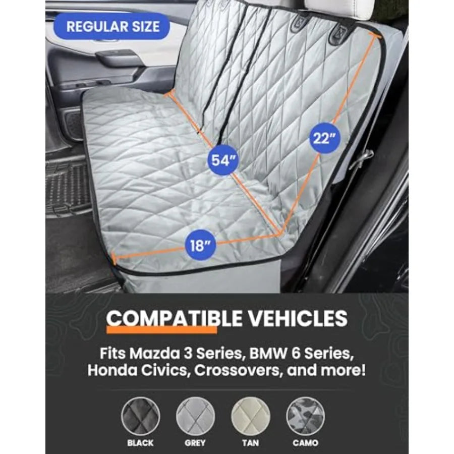 Dog Seat Cover for Back Seat Heavy Duty Waterproof Rear Seat Protector for Small Trucks SUVs Cars Fits 60 40 Split Bench with M