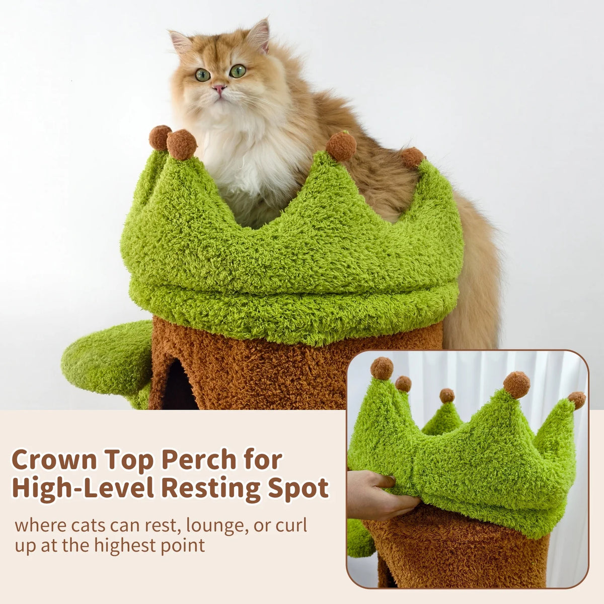 Heavy Duty Cat Tree 187CM Tall Sturdy Cat Tower Crown-shaped Top Perch Sisal Scratching Post Plush Cave for Multiple Cats Cat Climbing Tree Activity Center