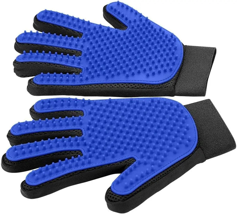 Pet Hair Remover Gloves – Gentle Shedding Brush for Dogs, Cats & Horses with Long or Short Hair – Blue, 1 Pair