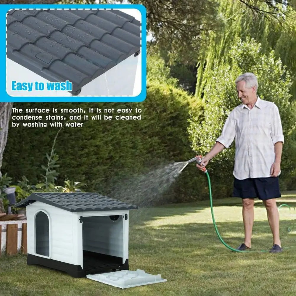 Dog House, Large Dog House or Small Medium Large Dogs, Water Resistant Ventilate Plastic Durable Indoor Outdoor Pet Shelter Kenn