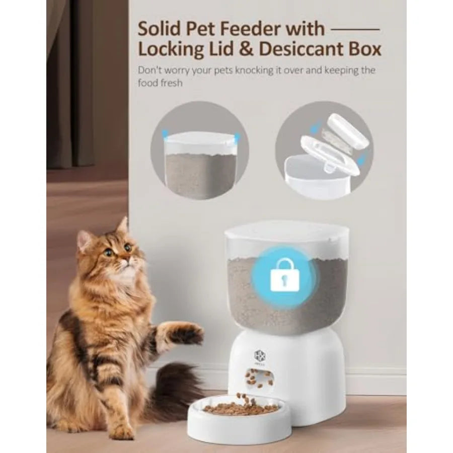 Automatic Cat Feeder with 3L Dry Cat Food Dispenser and 2L Water Fountain Timed Dog Feeder with Portion Control and Daily Meals