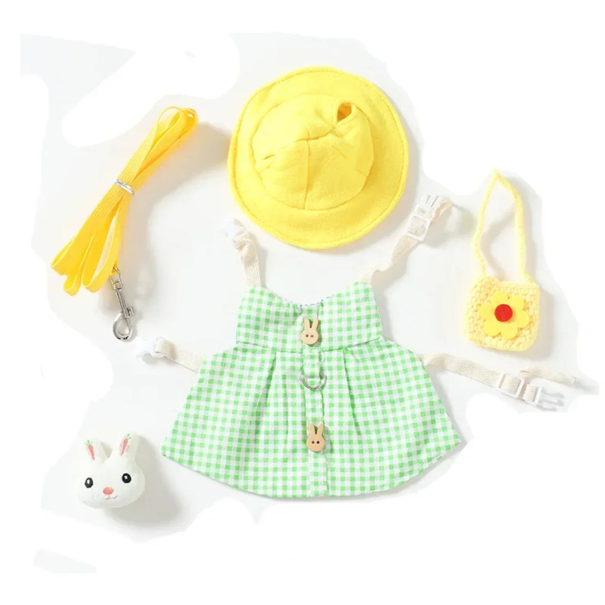Cute Small Animals Harness Leash Set Print Dresses Guinea Pigs Bunny Rabbit mouse Leashes and Clothing Outdoor Walking suit