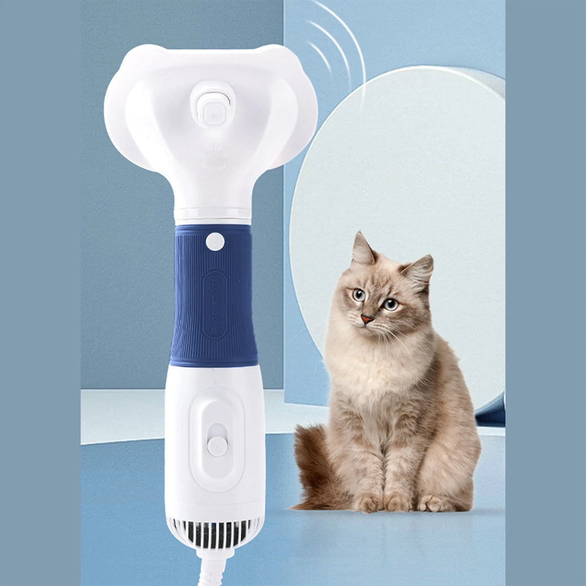 Cat Hair Dryer Pet Hair Dryer with Slicker Brush Low Noise 600W 3 Temperature Adjustable 3 in 1 Grooming Dog Blow Dryer for Cats
