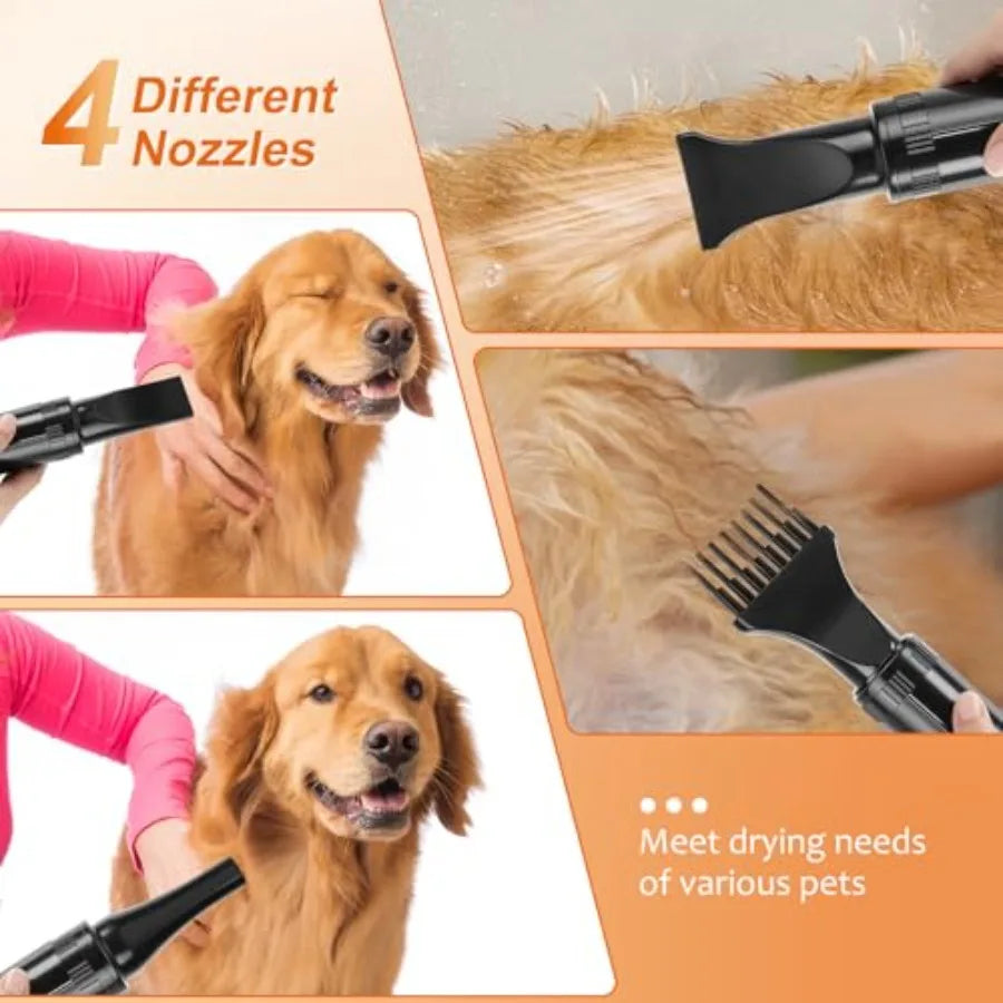 Dog Dryer for Pet GroomingHigh Velocity 4.3HP/3200W Dog Blower Force Dryer with Stepless Adjustable Speed Professional Pet Hair