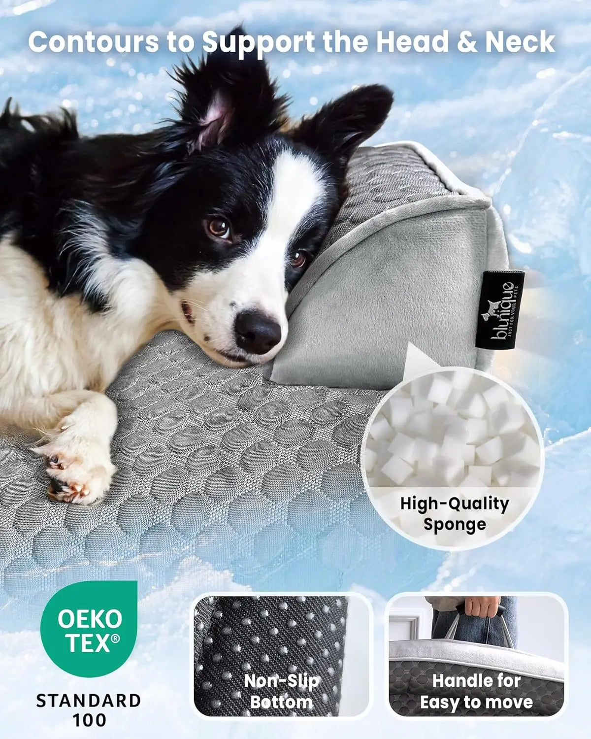 Cooling Mat for Dogs, Self Cooling Dog Bed for Couch, Orthopedic Pet Sofa Bed with Removable Washable Cover, for Crate F