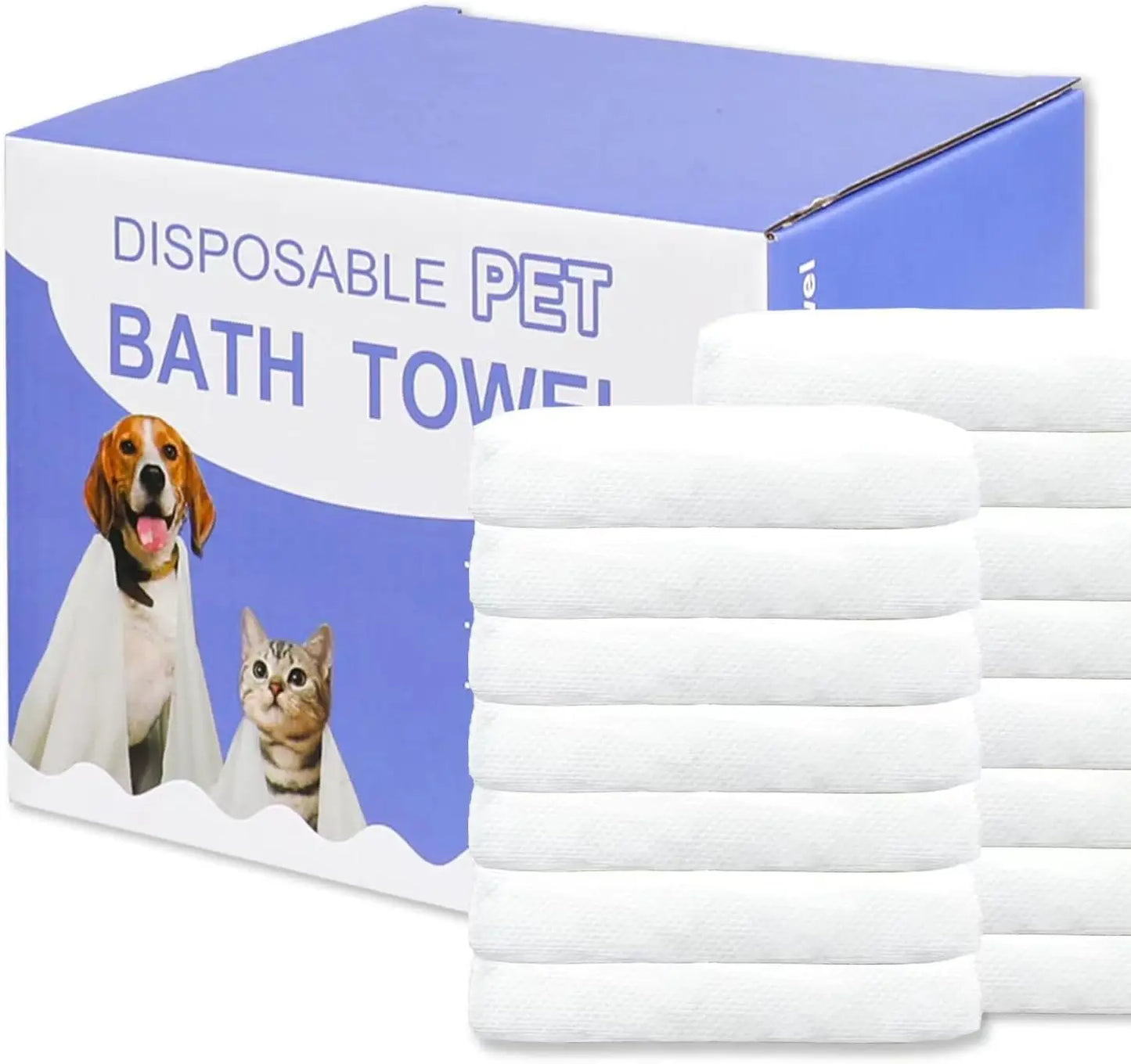 Disposable Pet Bath Towel, 15-Pack, 11.8x21.6in, Absorbent & Soft for Small Dogs, Puppies, Cats