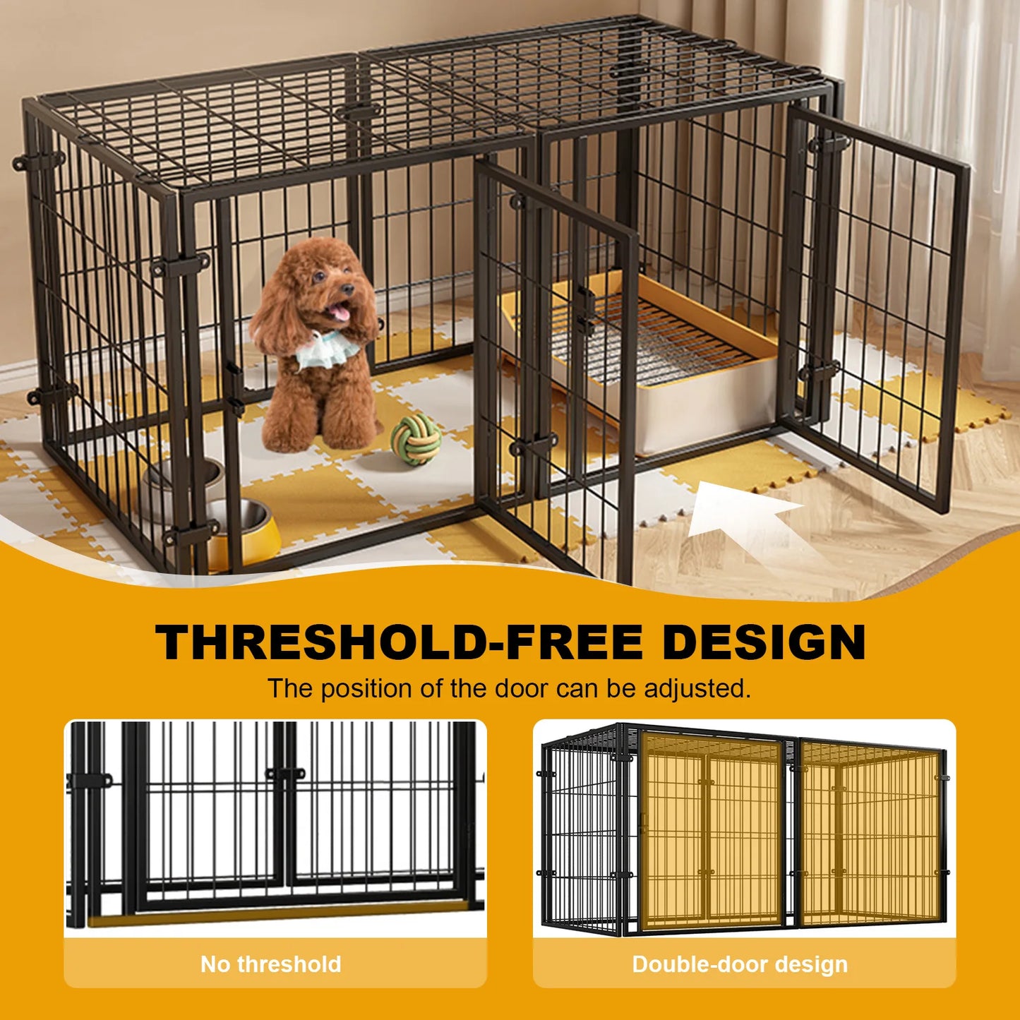 48 Inch Kennel Cage Easy Assemble Heavy Duty Wire Dog Crates with Door Dogs Cage Kennel Stackable for Puppy/Small Dog/Rabbit/Pig
