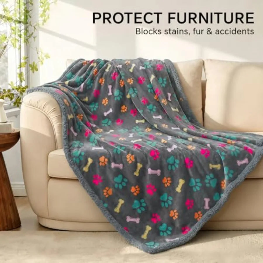 Waterproof Pet Blankets for Couch Sofa Bed Cover Cat Liquid Pee Proof Washable Soft Fluffy Large Dog Blanket Reversible Furnitu