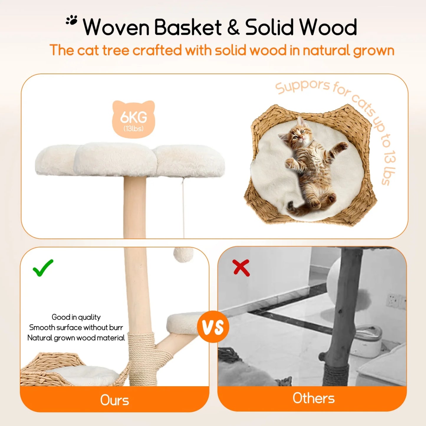 Multi-Level Cat Tree with Hanging Ball and Sisal Scratching Posts Cat Tower Condo Indoor Activity Center