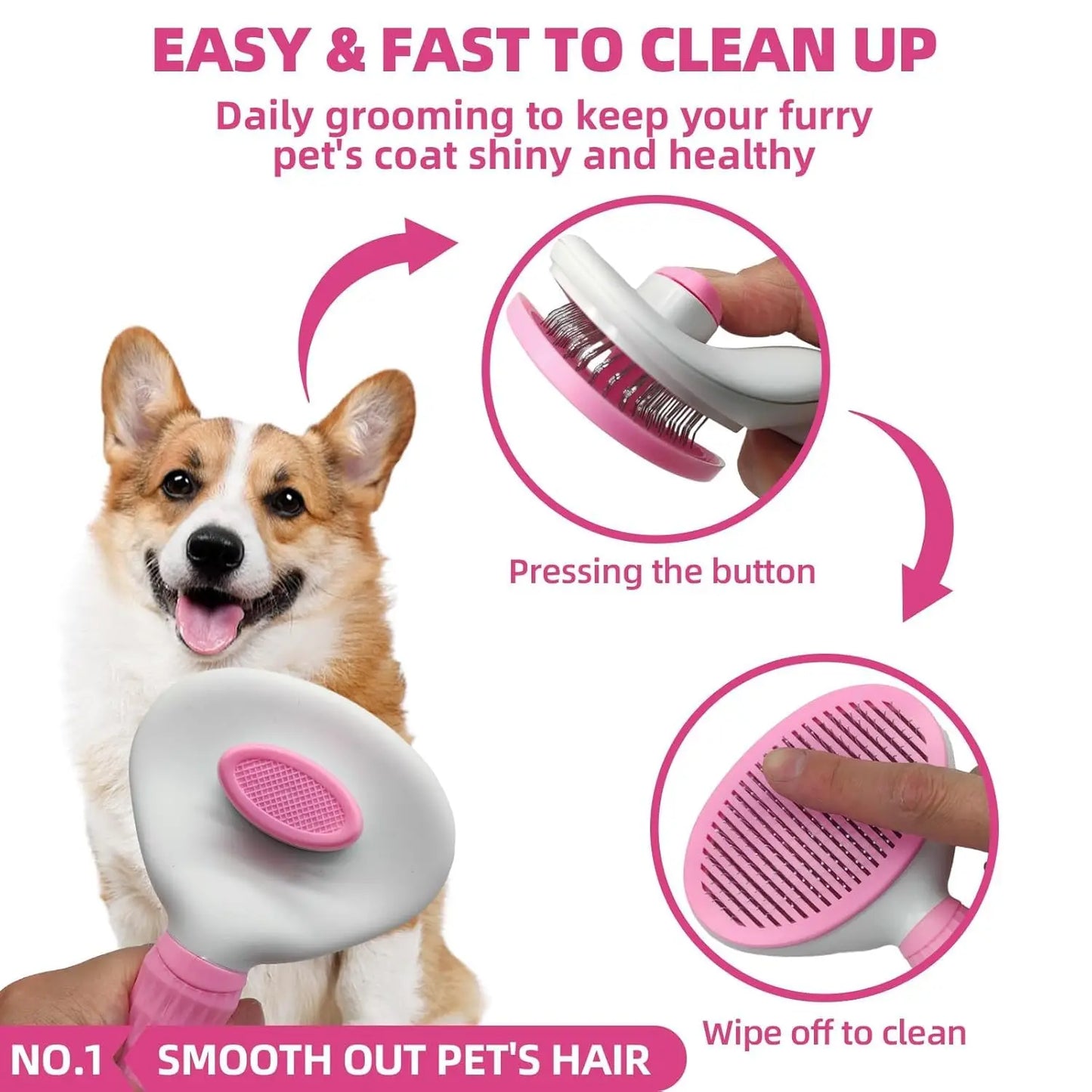Complete Pet Bathing Kit: Brush, Towel, Gloves & Scrubber for Dogs & Cats (Pink)