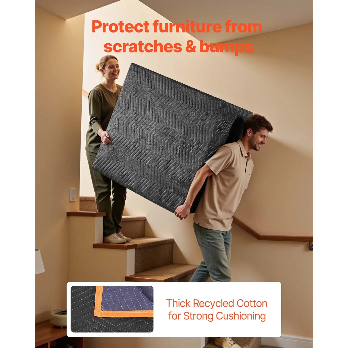 SucceBuy 6/12 Pcs Moving Blankets 72x40/80in Packing Blankets with Cotton Filling Nonwoven Fabric Padded Shipping Blanket