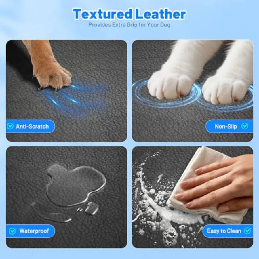 Dog Car Seat Cover with Hard Bottom PU Leather for Back Seat Extender Pet Hammock Bed for Cars SUVs Holds 400lbs Mesh Window Po