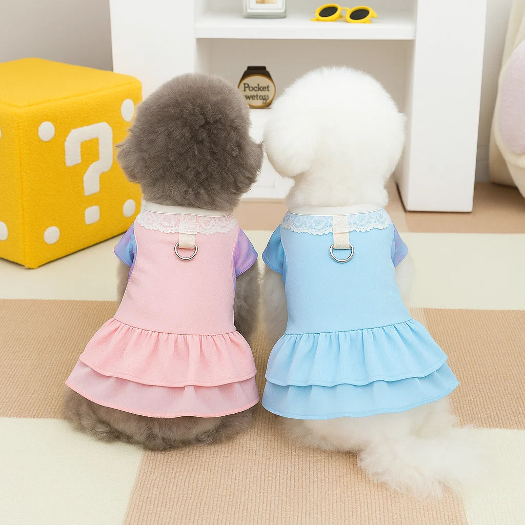 Summer Pet Dog Cooling Dress Ice Silk Breathable Quick Drying Small Dog Cat Skirt Summer Mesh Clothes for Puppy Chihuahua Kitten