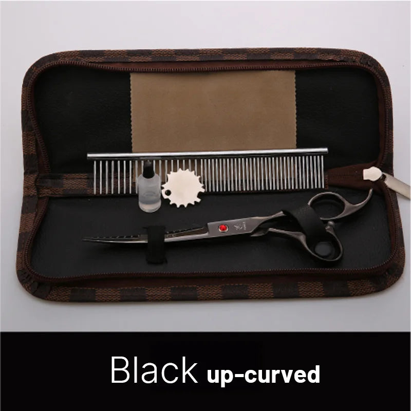 Fenice Classical Model homeuse 9cr steel 6.5/7.0 Inch rainbow&black dog grooming scissors Shears set for household pet owner