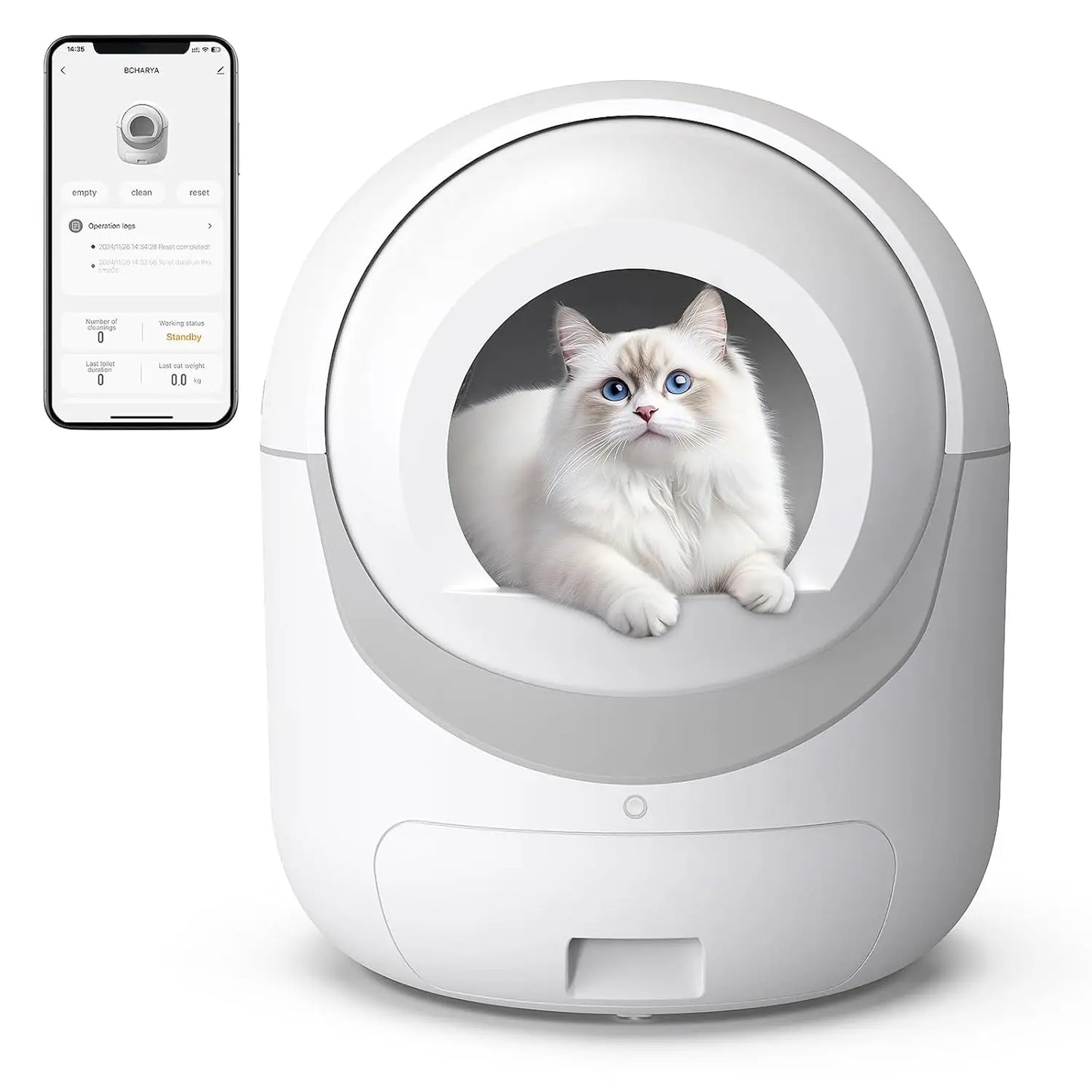 Automatic Self Cleaning Litter Box with APP Control Quiet Large Space for Multiple Cats Includes Liners Customized