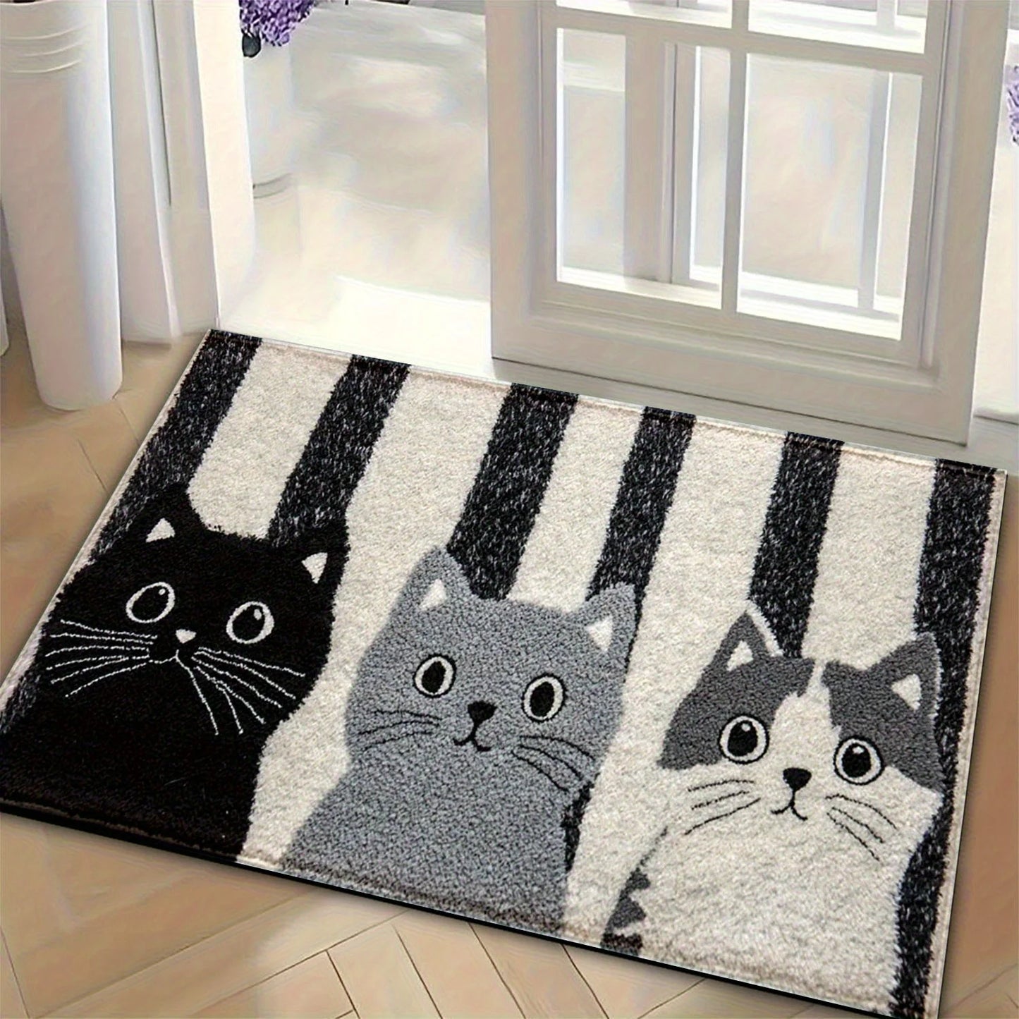 Striped Cartoon Cat Carpet Soft Doormat Waterproof Floor Mat Rug for Bedroom Carpet for Live Room Outdoor Carpet Home Dec