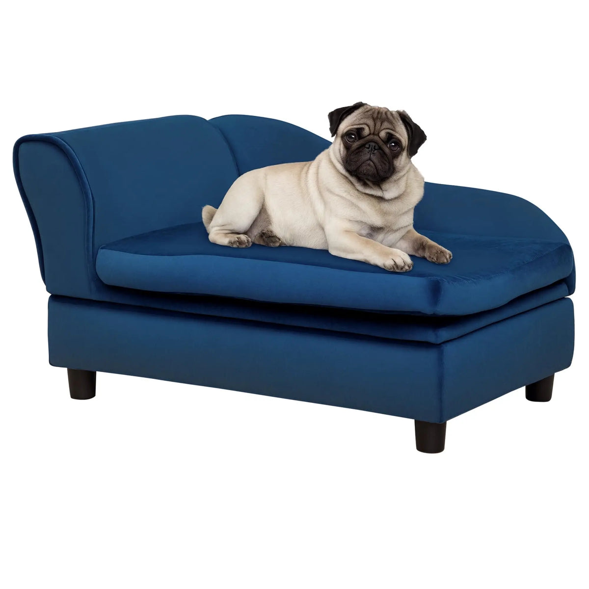 PawHut Luxury Fancy Dog Couch with Hidden Storage, Small Dog Sofa Bed with 2" Soft Foam, Modern Pet Furniture for Puppies & Little Breeds, Blue