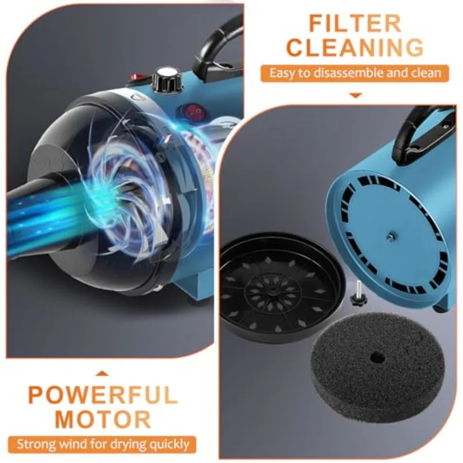 Dog Dryer for Pet GroomingHigh Velocity 4.3HP/3200W Dog Blower Force Dryer with Stepless Adjustable Speed Professional Pet Hair