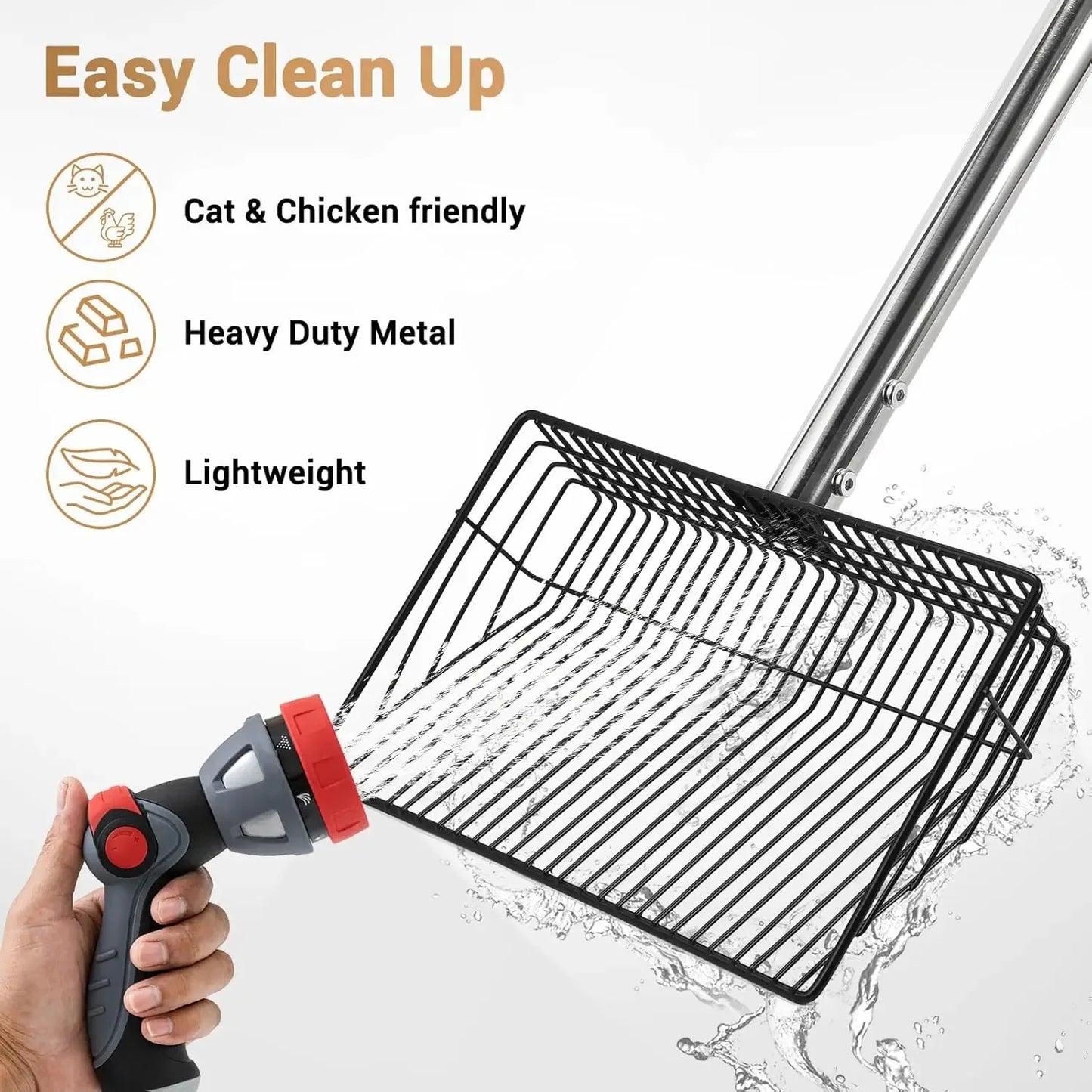 Extendable Cat Litter Scoop & Chicken Coop Rake, Retractable Waste Cleaning Tool For Cat Litter Box, Coop, Garden