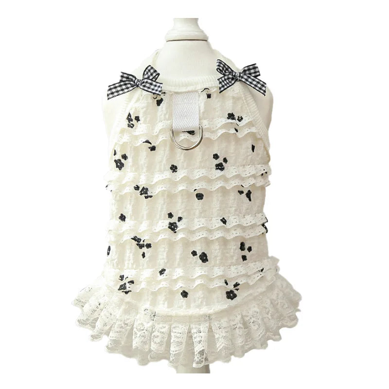 Pet Summer Dress Lace Lolita Cake Dress for Cats and Dogs, Small and Medium Dogs and Kittens, Millennial Style Frilly Skirt