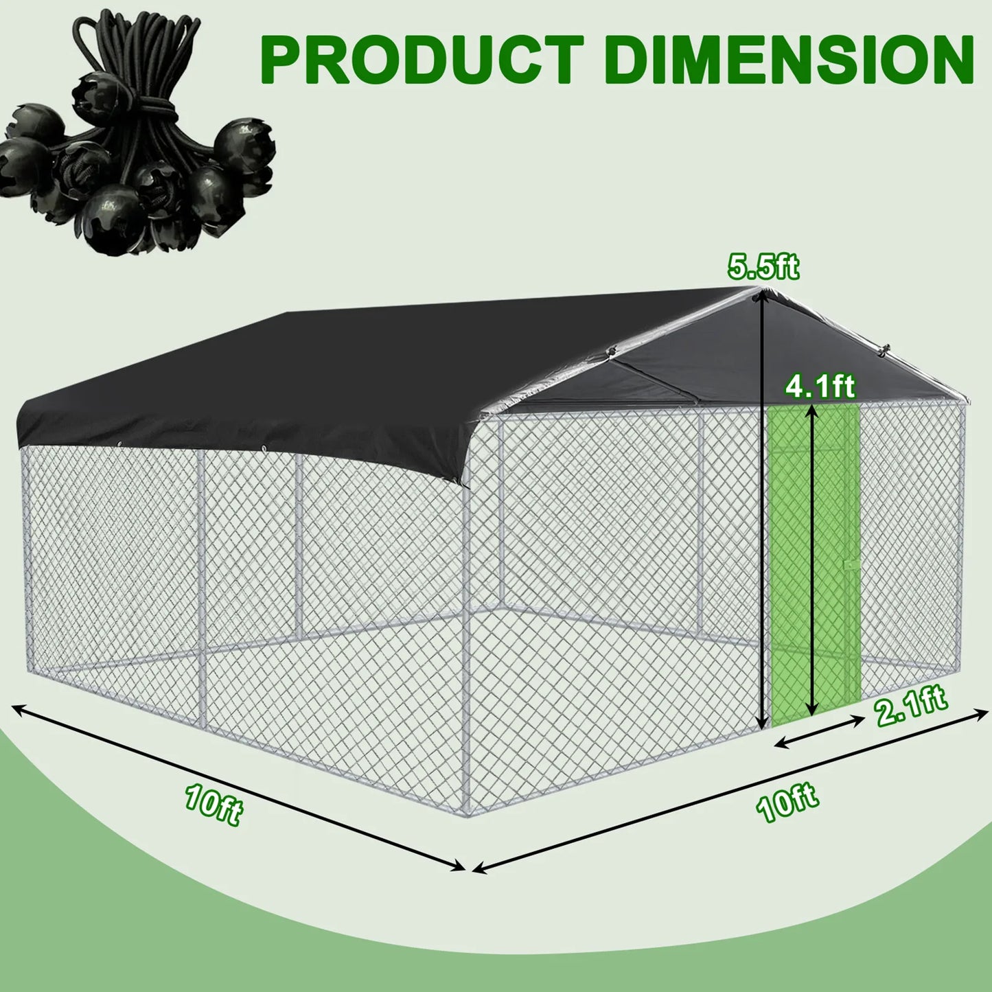 Heavy Duty Metal Outdoor Dog Run Kennel, Large Pet Playpen Enclosure with Roof Shade Cover, Sturdy Anti-rust Dog Cage House